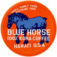 Blue Horse 100% Kona Coffee Pods, Medium Roast, 10ct Single Serve, Compatible with K Cups 2.0, Farm Fresh, Authentic Arabica Bea