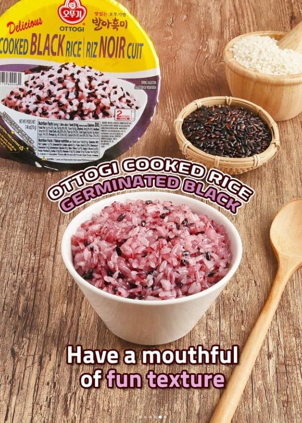 Ottogi Instant Black Rice, Gluten-Free & Vegan, Microwaveable, 7.4oz, 12 Count