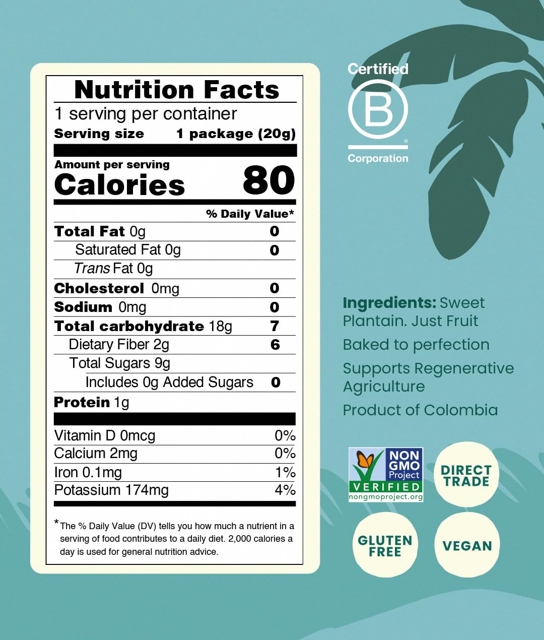 GoodSAM Baked Sweet Plantain Chips, 0.7oz (Pack of 16) - Non GMO, Vegan, Regenerative Faming, Direct Trade
