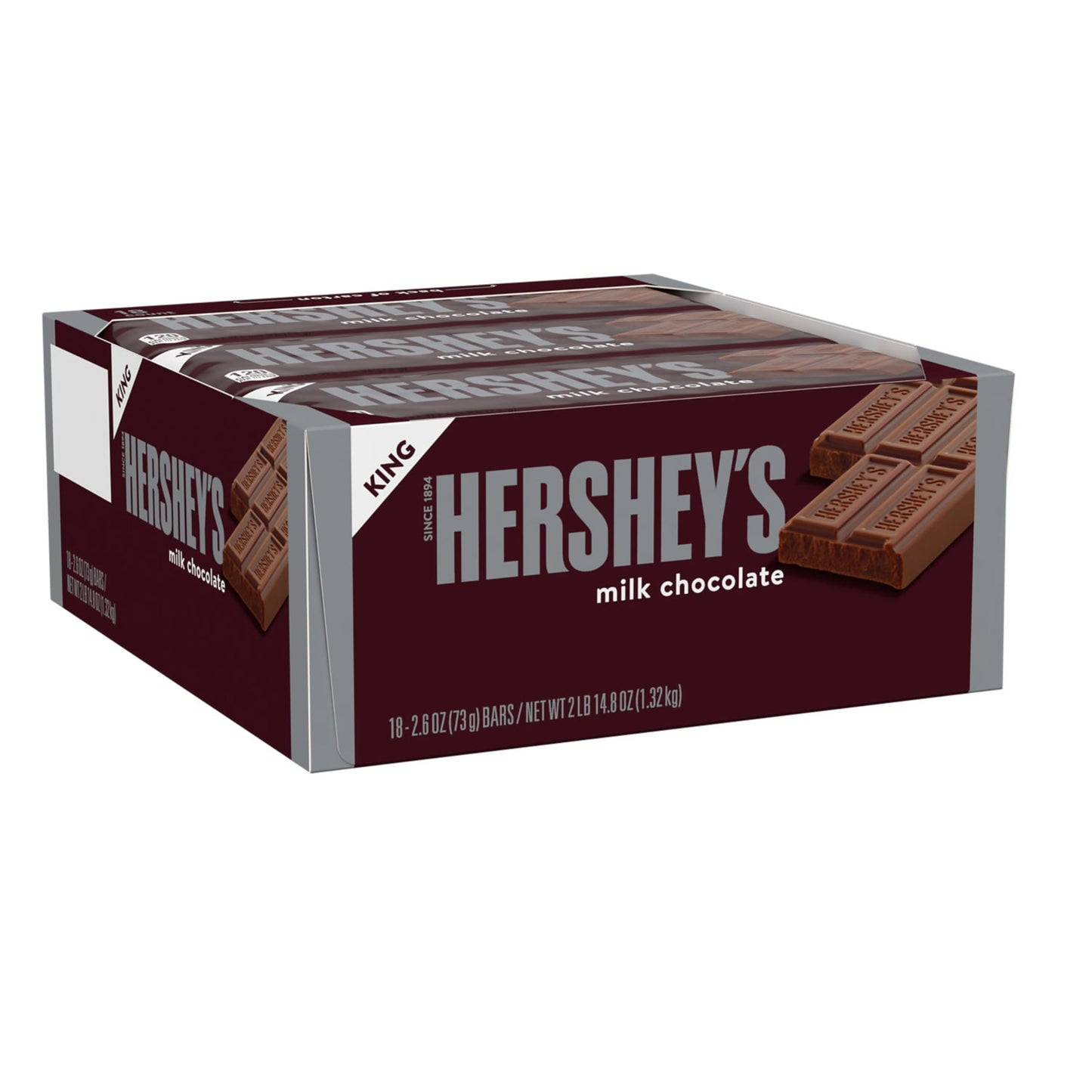 Hershey'S Milk Chocolate King Size, Candy Bars, 2.6 Oz (18 Count)