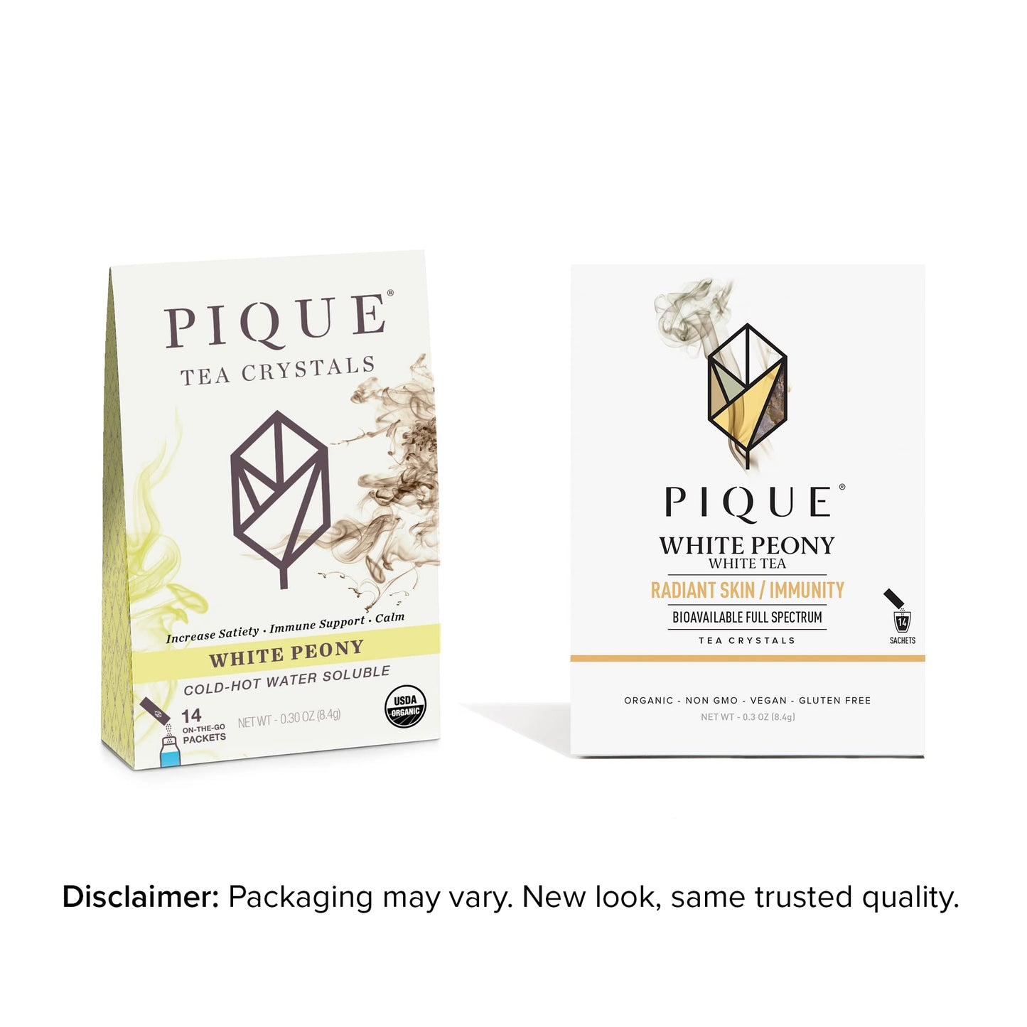 Pique Organic White Peony Tea Crystals - Antioxidants For Radiant Skin, Immune Support, Fujian Chinese Caffeinated Tea - 14 Sing