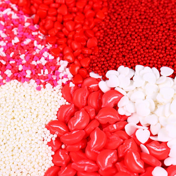 Heart Sprinkles Valentines Edible Sprinkle Mix Red White Heart Shapes Nonpareils Pastel Sprinkles For Cake Decorations Baking Ic