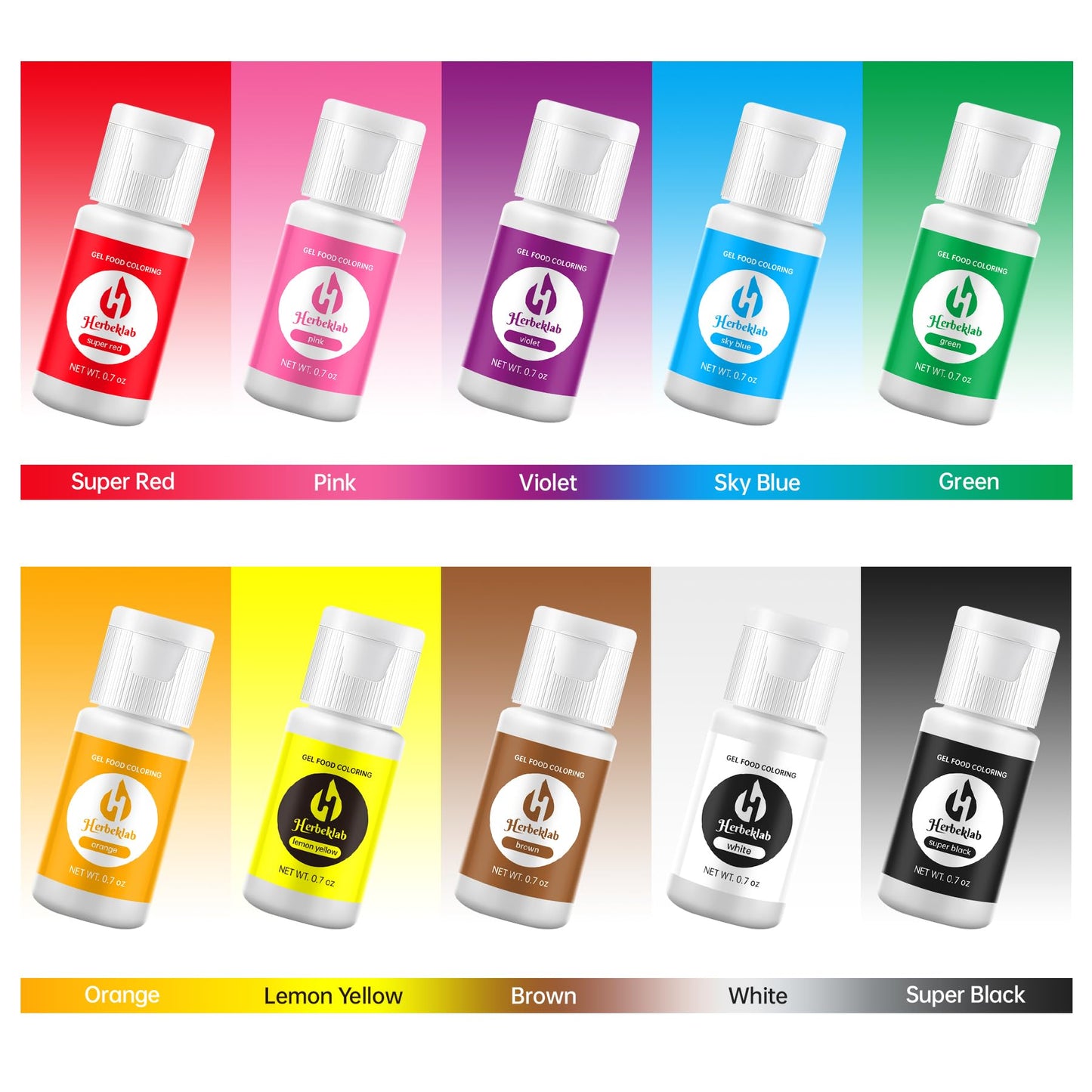 Gel Food Coloring - 10 Colors X 0.7 Oz Concentrated Gel Based Food Dye Icing Colors Professional-Grade Neon Food Color For Bakin