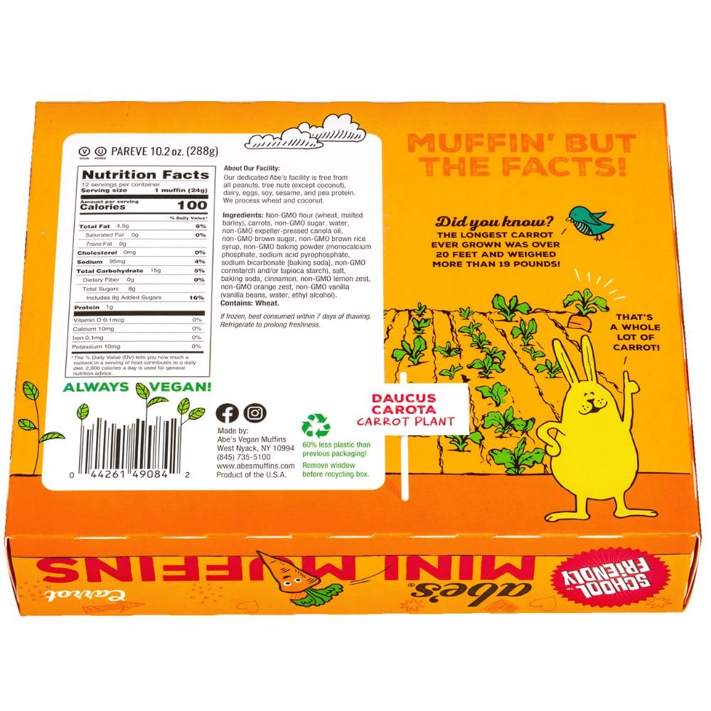 Abes, Coconut Carrot Vegan Mini Muffins 12 Count