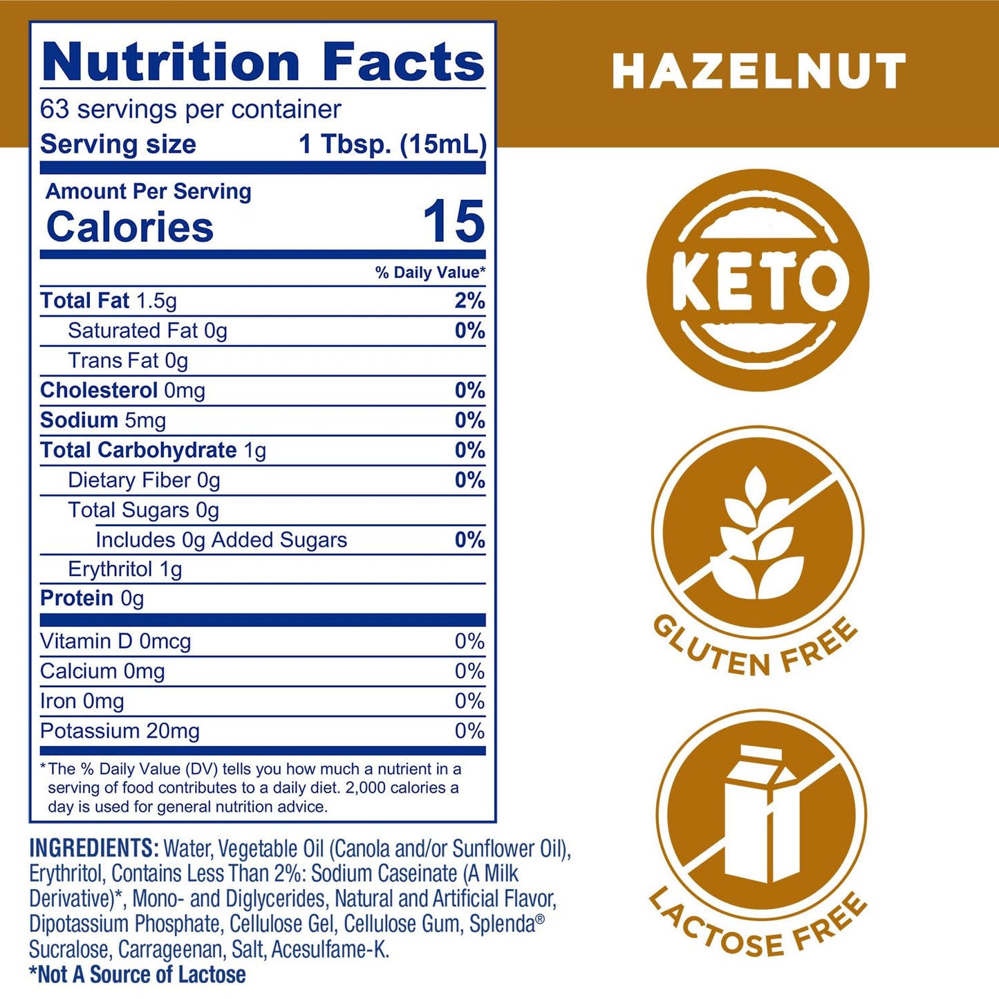 Splenda Sugar Free Hazelnut Coffee Creamer, 32 Fl Oz (Pack Of 6)