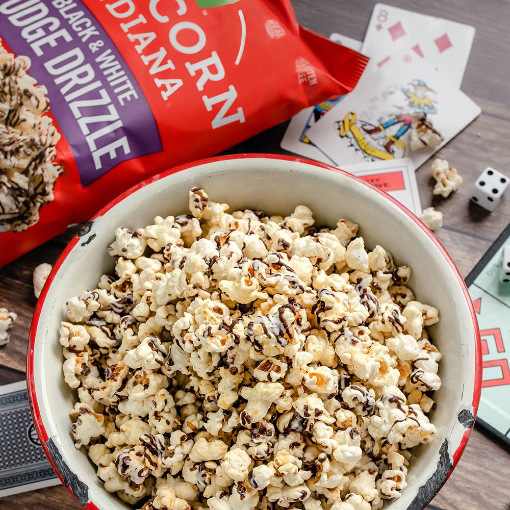 Popcorn Indiana Fudge Drizzled Black & White Popcorn, 6 Oz