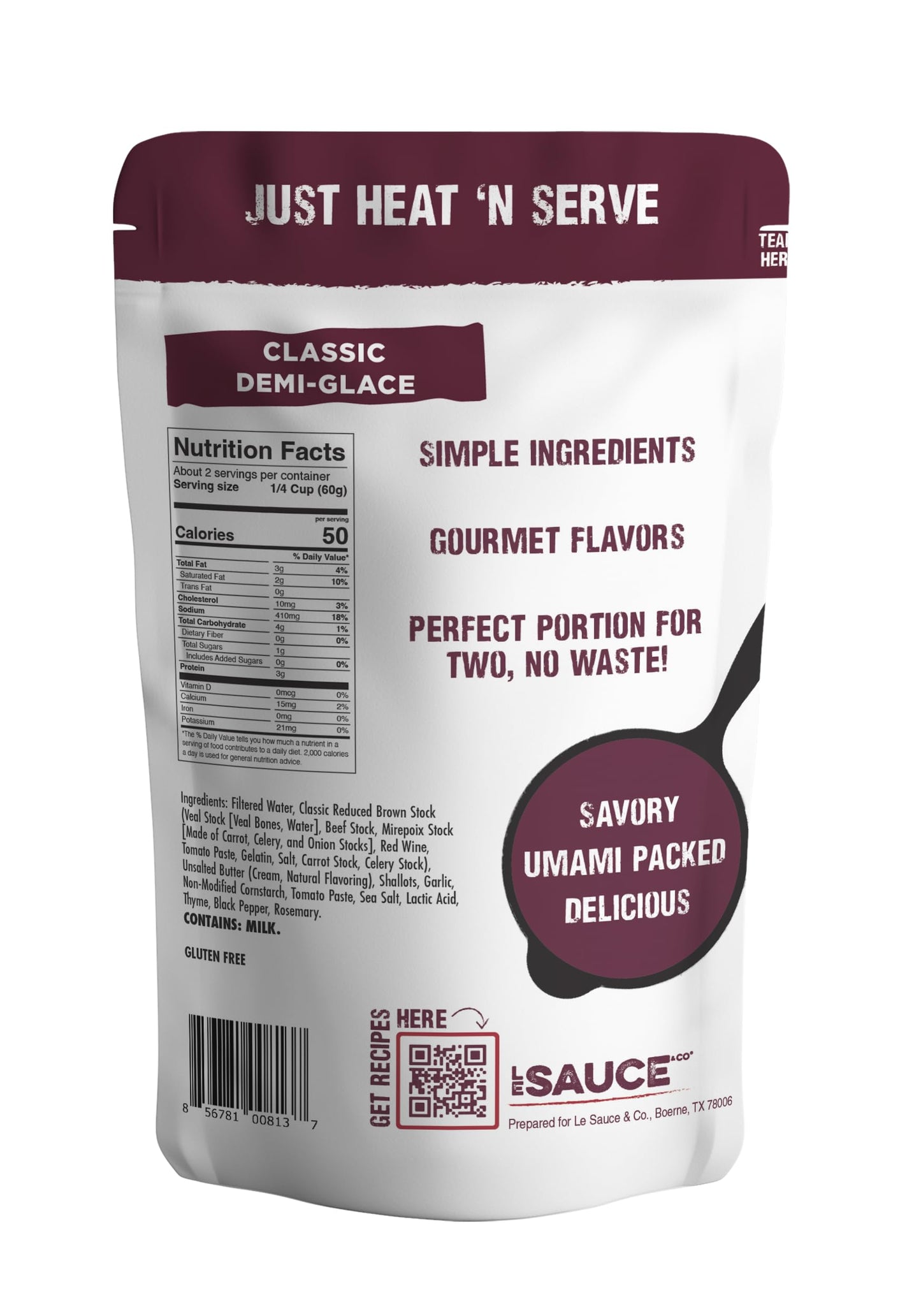 Le Sauce & Co. Gourmet Demi-Glace Sauce 2-Pack, Gluten Free, Steakhouse Quality, 1 Count (Pack of 2), Demi Glace Steak Sauce
