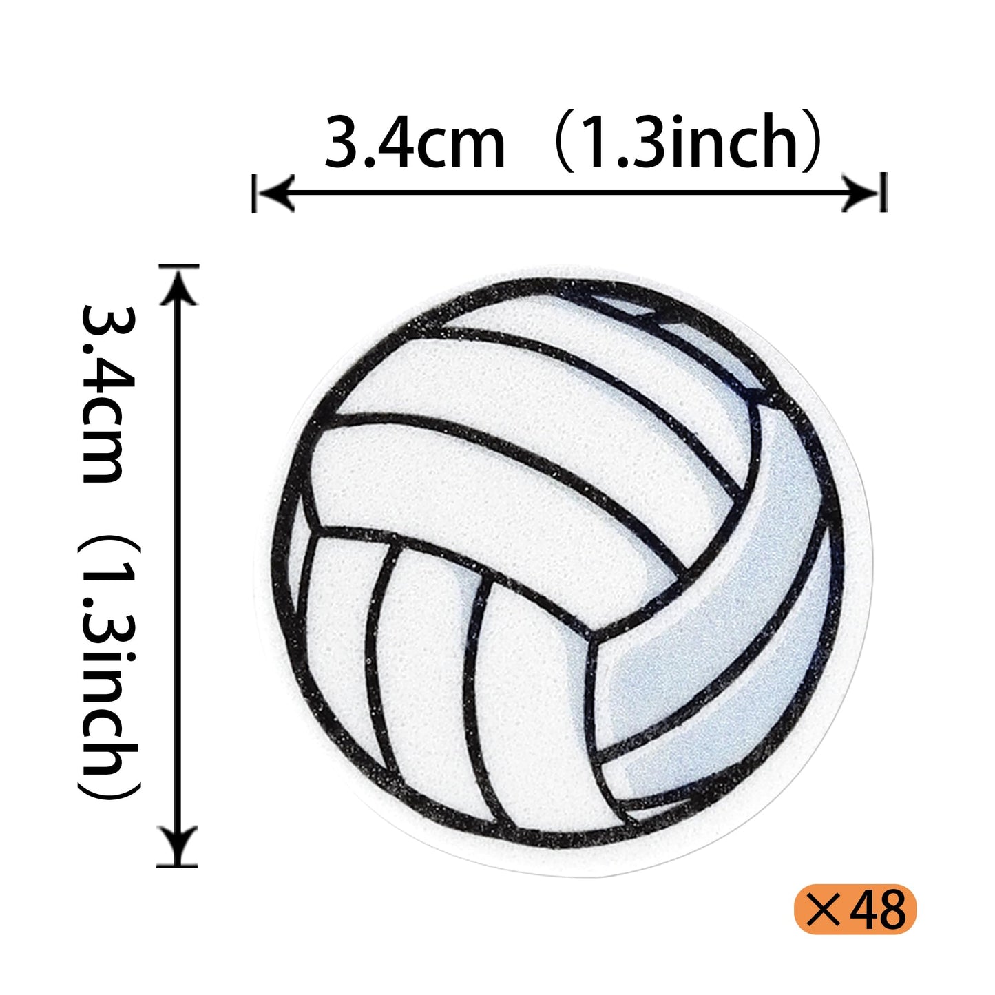 Rssta i 48 Pack Edible Sports Ball Cupcake Toppers - Volleyball Design, 1.3 inches, Rice Paper for Kids Birthday Party Decorations