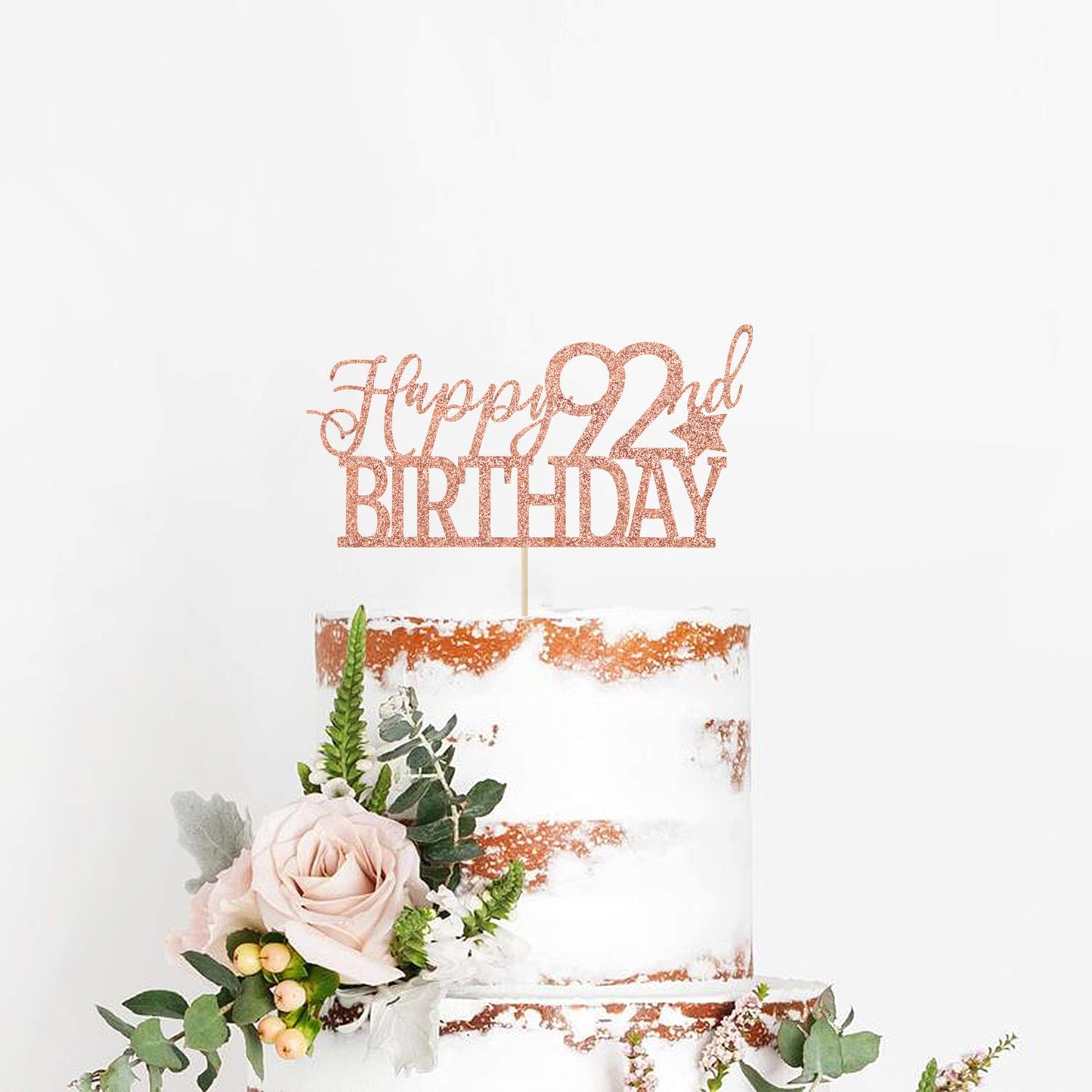 Rose Gold Glitter Happy 92nd Birthday Cake Topper - Hello 92 - Cheers to 92 Years Party Decoration