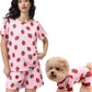 XPUDAC Matching Dog and Owner Clothes Womens Pajama Set Loungewear Short Sleeve Tee and Shorts, Owner and Pet Pajamas are Sold S