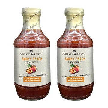 Gourmet Warehouse Smoky Peach BBQ Sauce, Handcrafted In Small Batches Gluten-Free, HFCS-Free, Delicious Sauce 16 Ounces Bottle (