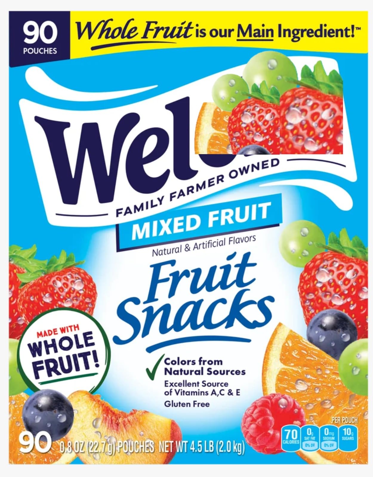 Fruit Snacks, Mixed Fruit, 0.8 oz, 90 ct
