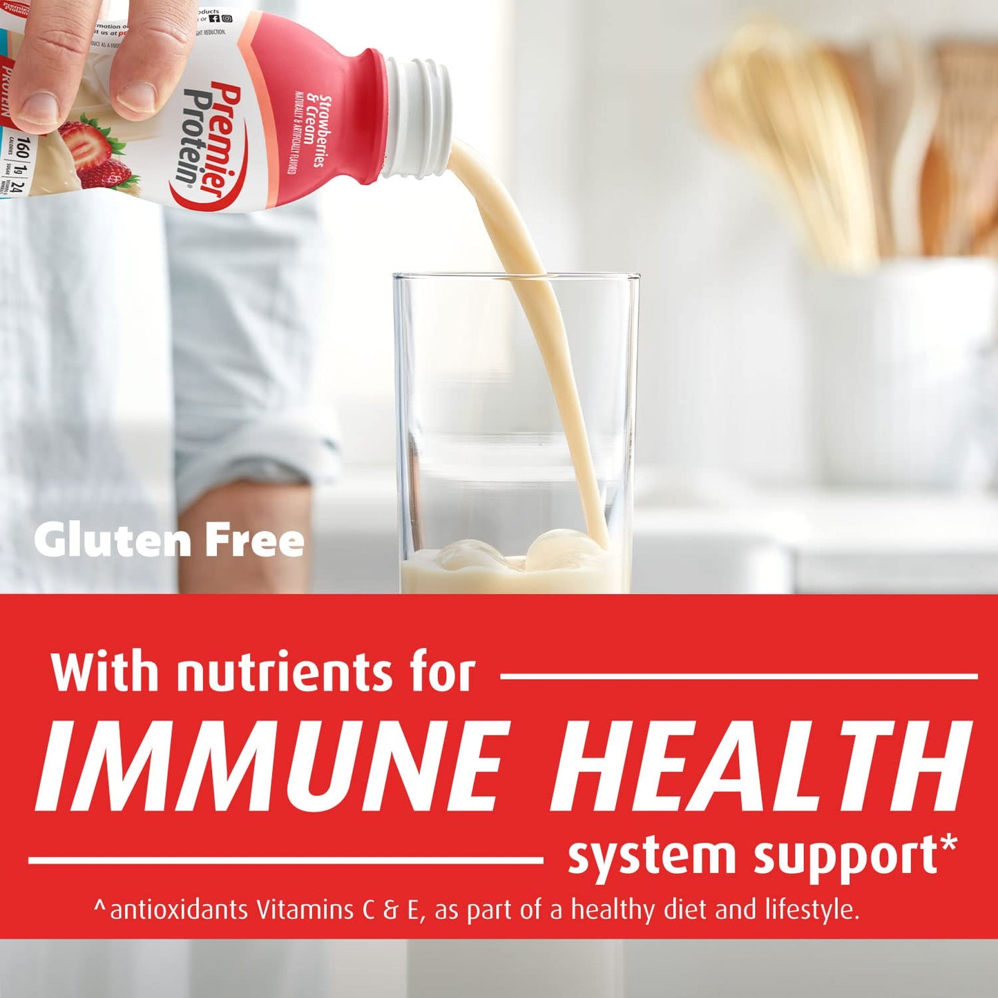 Premier Protein Liquid Protein Shake -24 Vitamins & Minerals/Nutrients to Support Immune Health, Strawberries, 11.5 Fl Oz Bottle