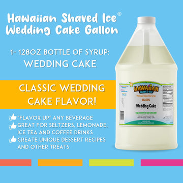 Hawaiian Shaved Ice Wedding Cake Syrup - Dairy Free, 1 Gallon, Makes 64 Servings