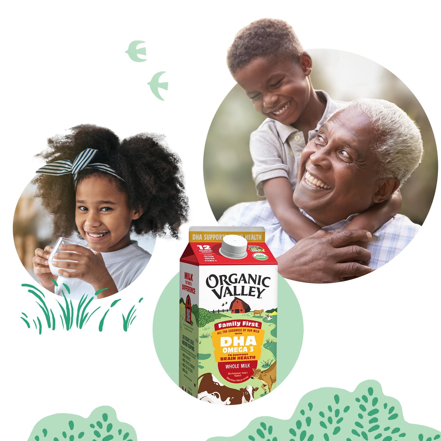 ORGANIC VALLEY Organic DHA Omega 3 Whole Milk, 0.5 GL