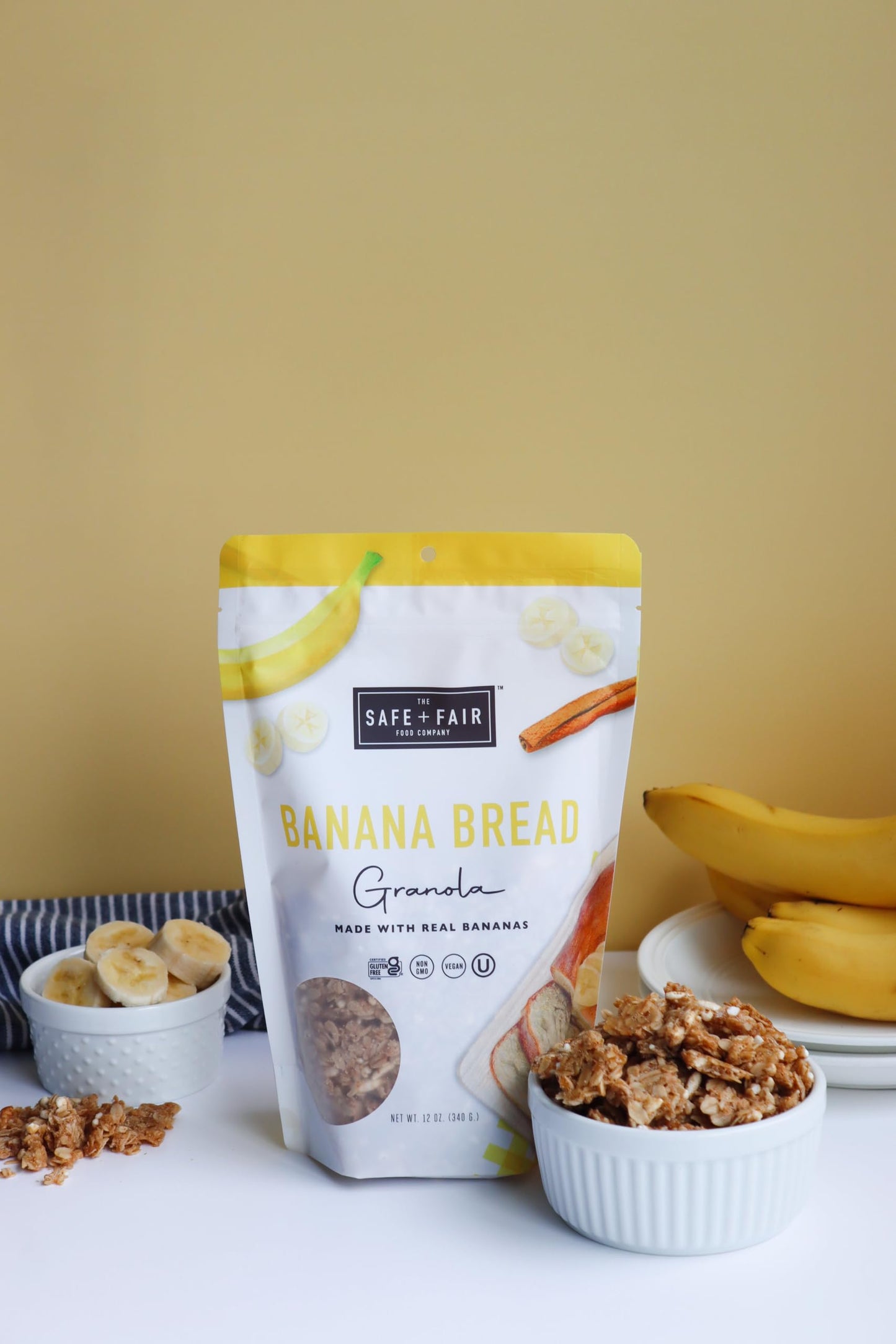 Safe + Fair Banana Bread Granola – Allergen-Free With Whole & Ancient Grains – Gluten-Free, Plant-Based, Non-Gmo, No Artificial Ingredients – Perfect For Breakfast Or Dessert – 12Oz, 6 Pack