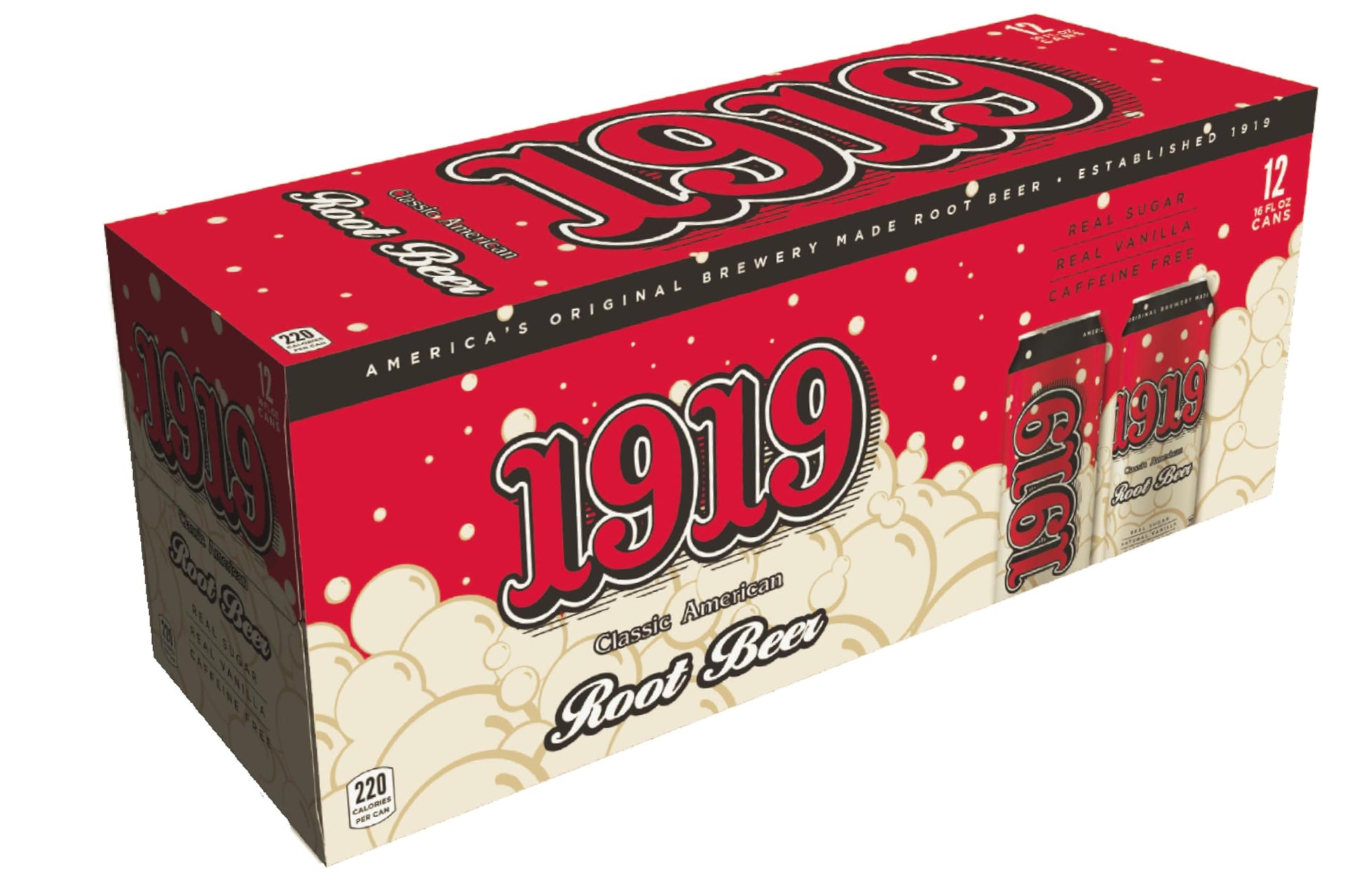 1919 Draft Root Malt Drink 16Oz Can  Real Sugar  Real Vanilla  Classic American Root Malt Drink  12-Pack