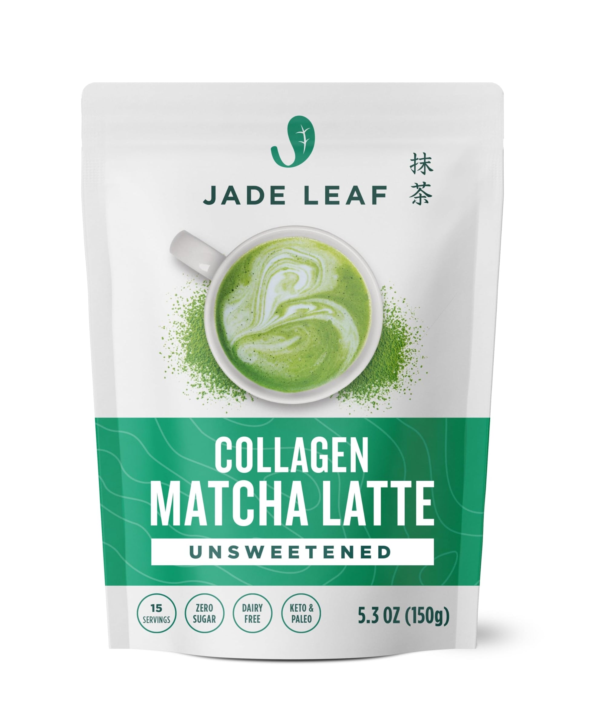 Jade Leaf Matcha Collagen Matcha Latte Powder, Unsweetened, 5.3 Ounce, Premium Barista Crafted, Authentically Japanese