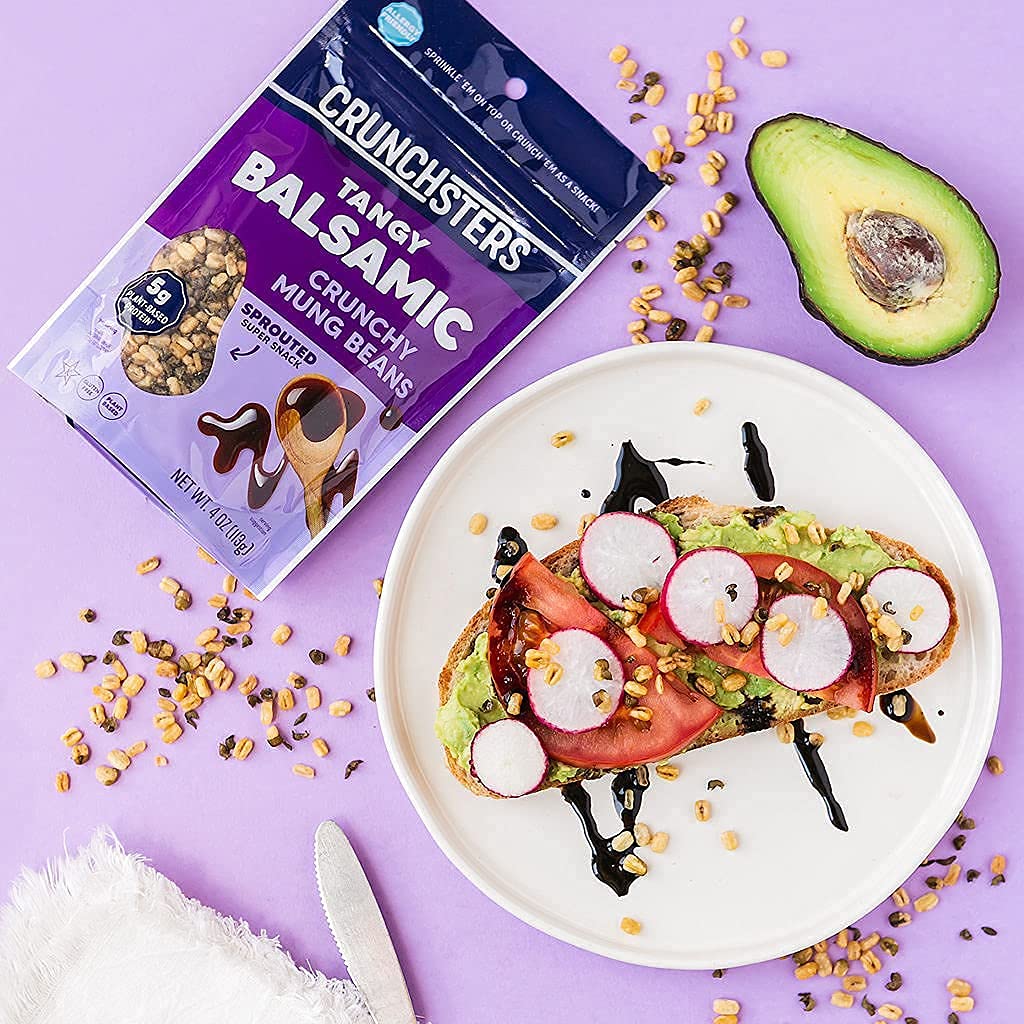 Crunchsters Sprouted Mung Beans, Plant-Based Protein Super-Snack And Salad Topper, Gluten-Free, Nut-Free, Vegan, 5G Protein/Serv