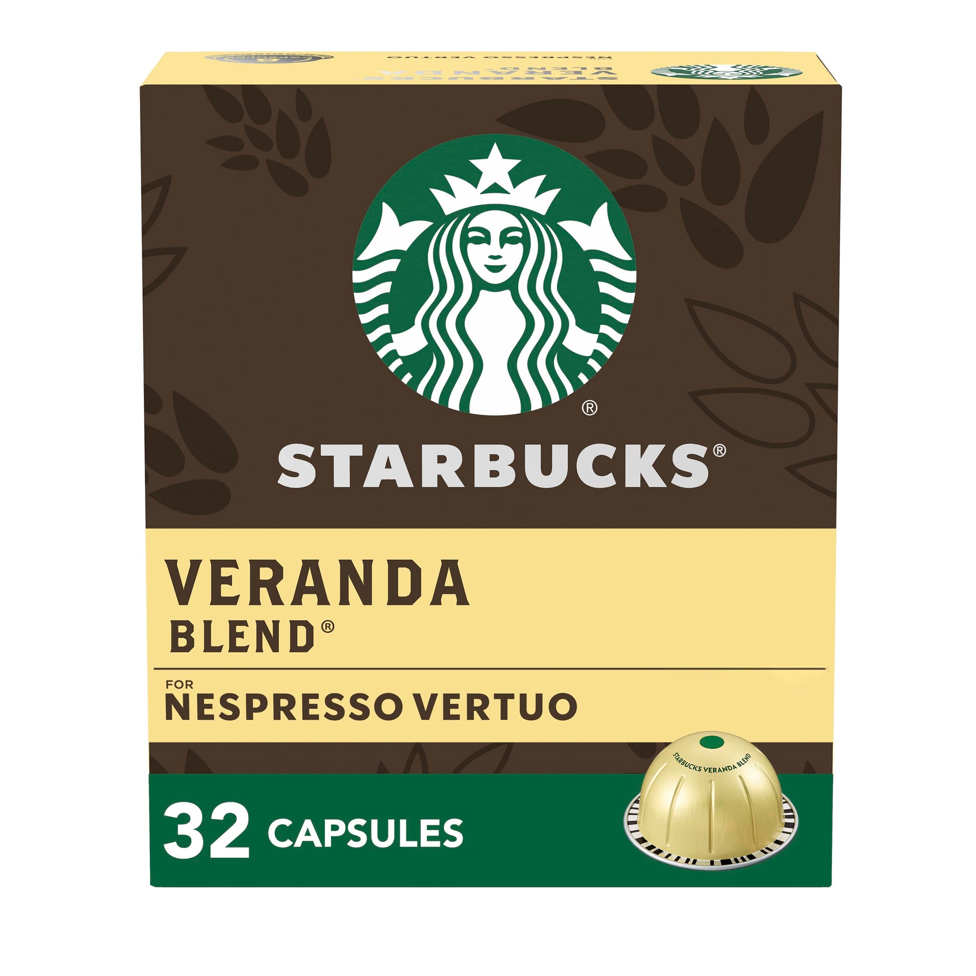 Starbucks by Nespresso Vertuo Blonde Roast Coffee Pods, Veranda Blend, 32-count, 8 Count (Pack of 4)