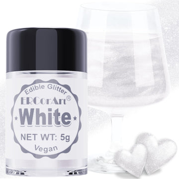 Edible Glitter - White Luster Dust Edible for Drinks Cakes, Food Grade Cake Decorating Shimmering Glitter, Sprinkle Powder Glitt