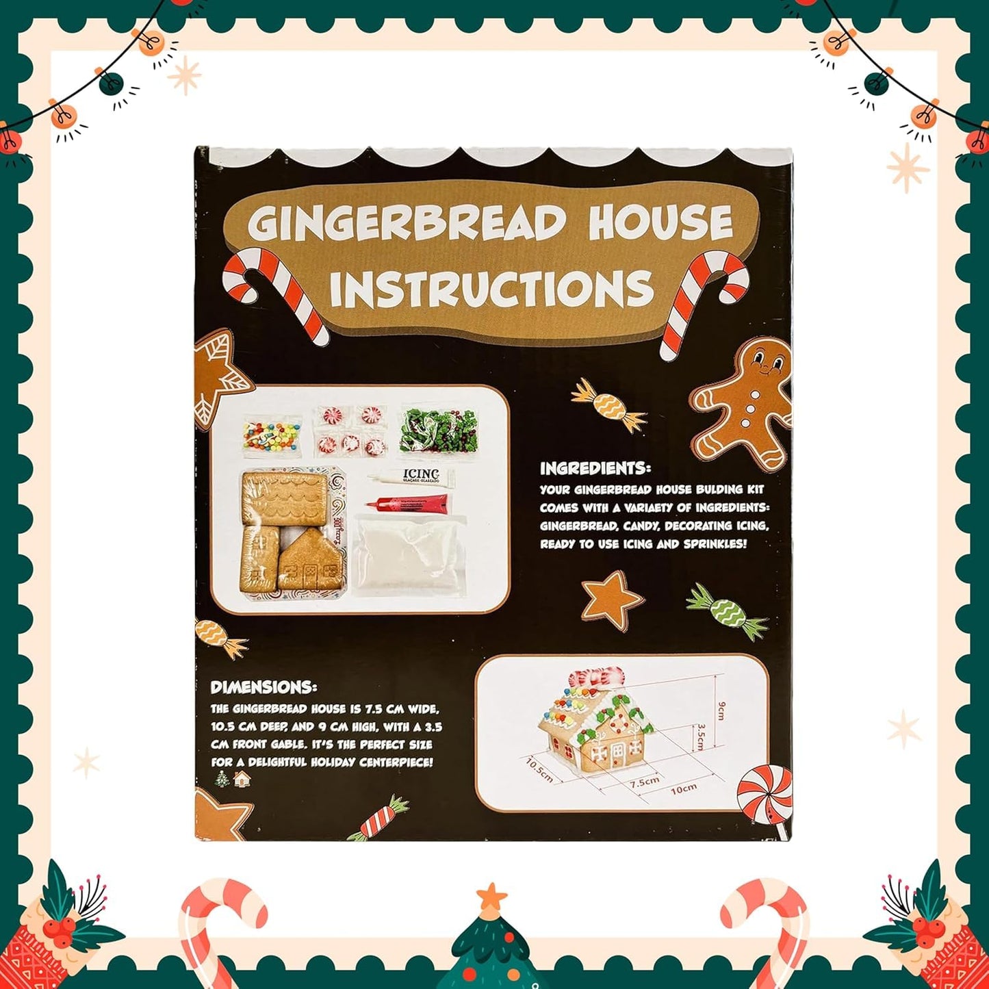 Gingerbread Cookie House Kit - 1.1 Lbs - Easy To Decorate - Includes Everything Needed To Assemble And Decorate For Christmas Ho
