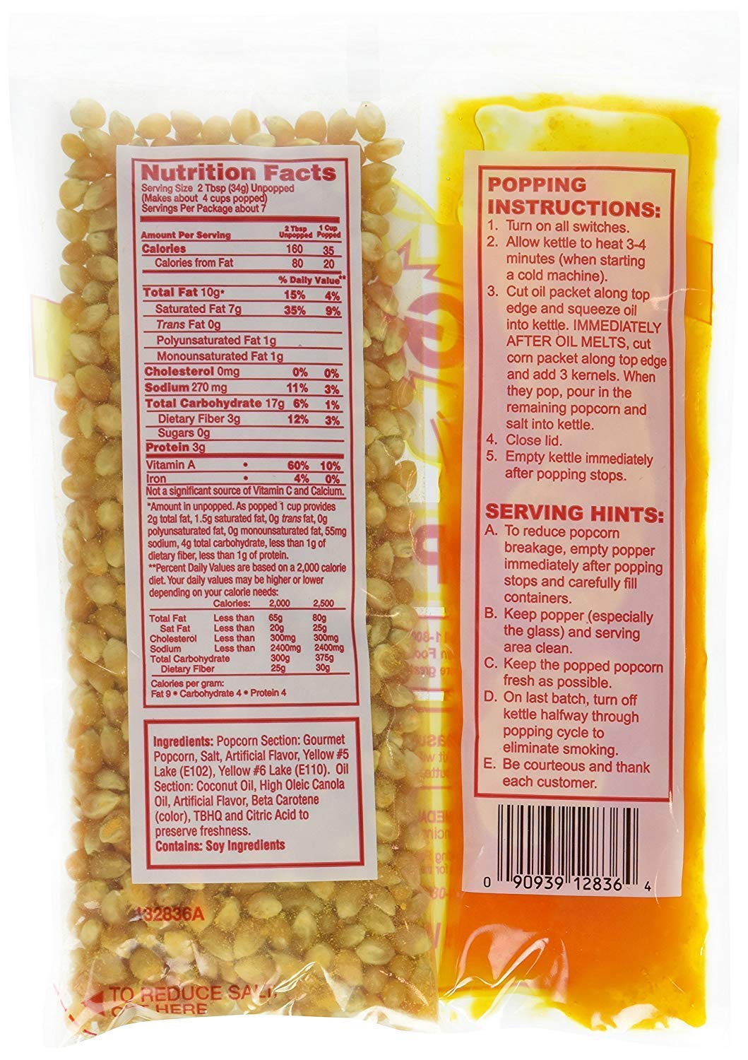 Perfectware 8Oz Popcorn Portion Packs- Case Of 36 Packs