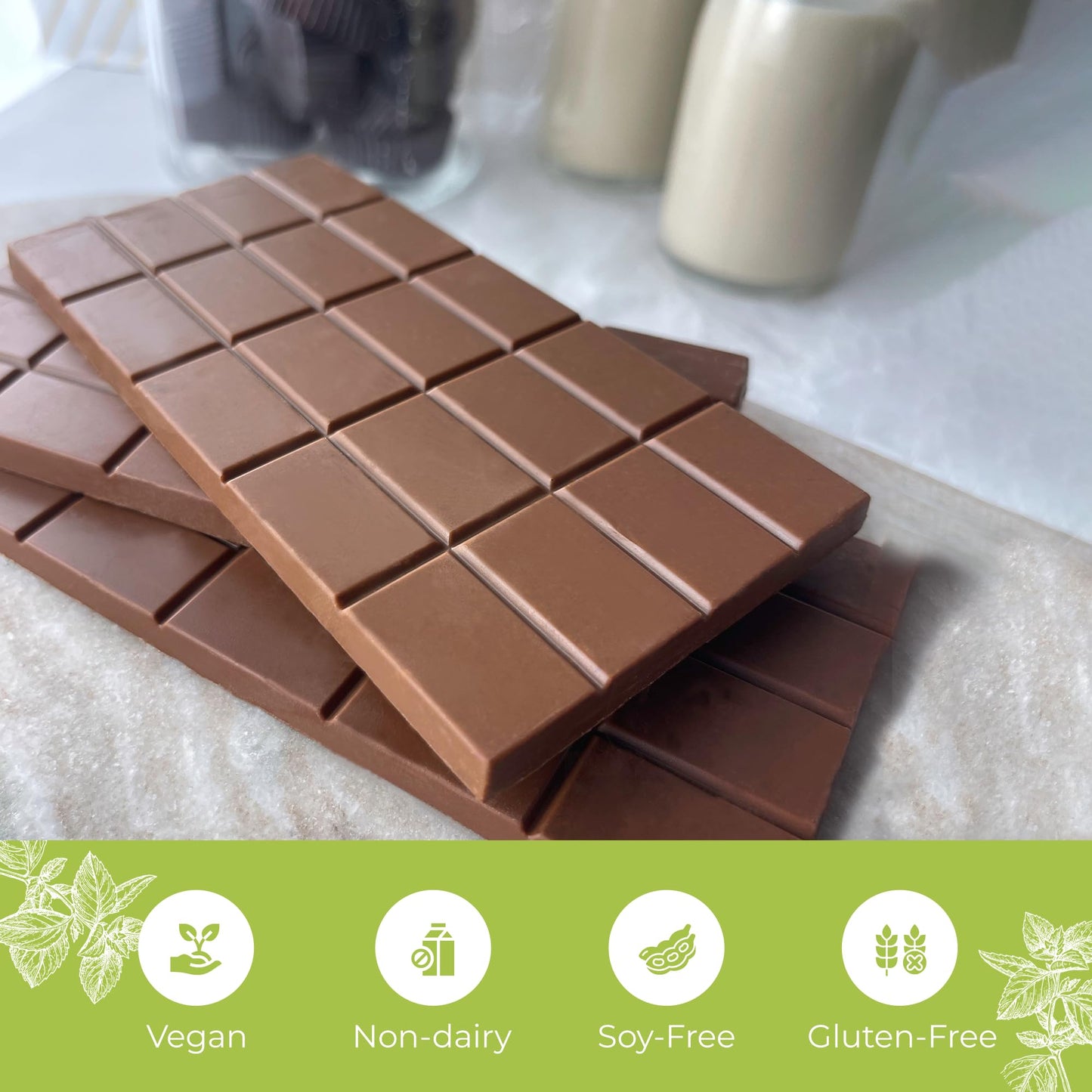 Missy Js Organic Carob Mint Candy Bar 3 Oz 2 Pack, Vegan, Gluten Free, Healthy Chocolate Alternative