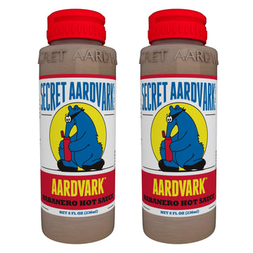 Secret Aardvark Habanero Hot Sauce - Habanero Peppers & Roasted Tomatoes, Medium Spiced Hot Sauce, Bbq Sauce, Non-Gmo, Low Sugar, Low Carb, Hot Sauce & Marinade - 8 Fl Oz 2 Pack