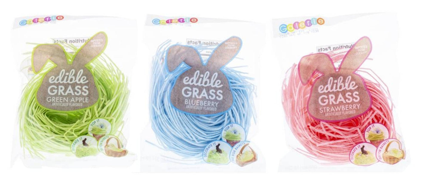 Grandys Candys Edible Easter Grass- Green Apple, Blueberry, Strawberry, & Multi Flavored Bundle-Fun And Delicious Way To Complet
