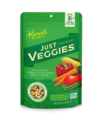 Karen'S Naturals Just Veggies, 8 Ounce Pouches, Keto Friendly All Natural Freeze Dried Vegetables, Vegan, Paleo, Gluten Free, He