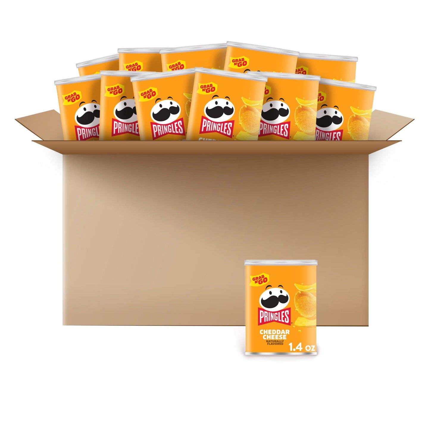 Pringles, Crisps, Lunch Snacks, Office And Kids Snacks, Grab N' Go, Cheddar Cheese (12 Cans)