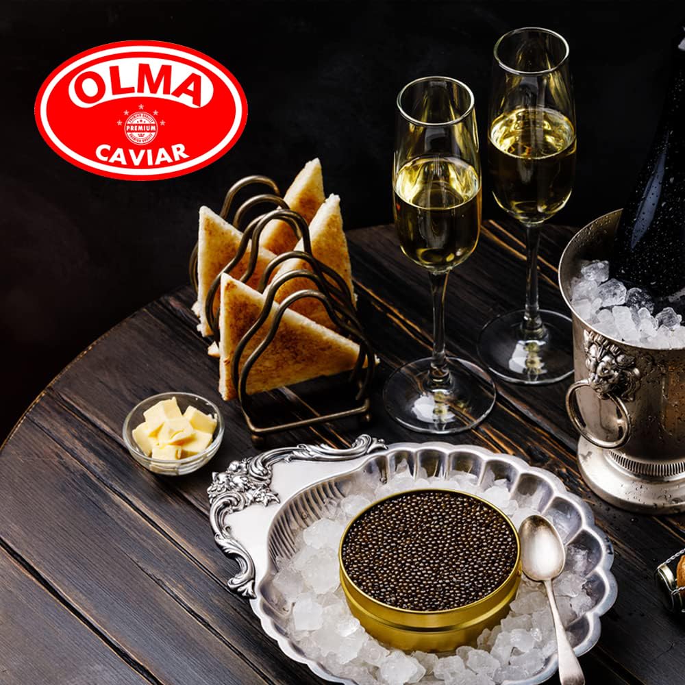 OLMA Caviar Taster Gift Set - 4 oz (112g) of Caviar, Includes 8 Varieties of Caviar Fish Roe (Beluga Hybrid, Osetra, Kaluga Roya