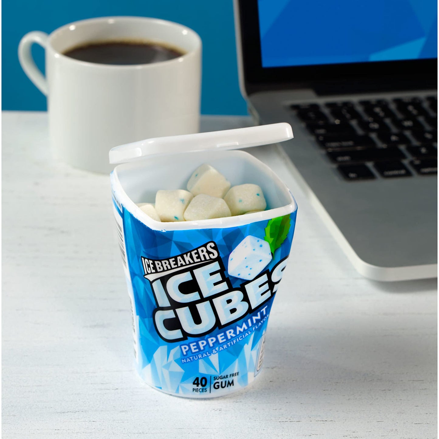 Ice Breakers Ice Cubes Peppermint Sugar Free Chewing Gum Bottles, 3.24 Oz (6 Count, 40 Pieces)