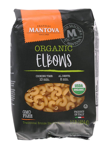 Mantova Organic Elbow Pasta - Premium Quality Organic Durum Semolina Macaroni, Perfect For Soups, Salads, And Classic Pasta Dishes, 1 Lb Bags (Pack Of 6), Authentic Italian Taste