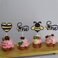 Gyufise 24Pcs Bumble Bee One Cupcake Toppers Heart Bumble Bee Cake Decorations For Boy Girl 1St Birthday Decorations Bee Baby Sh