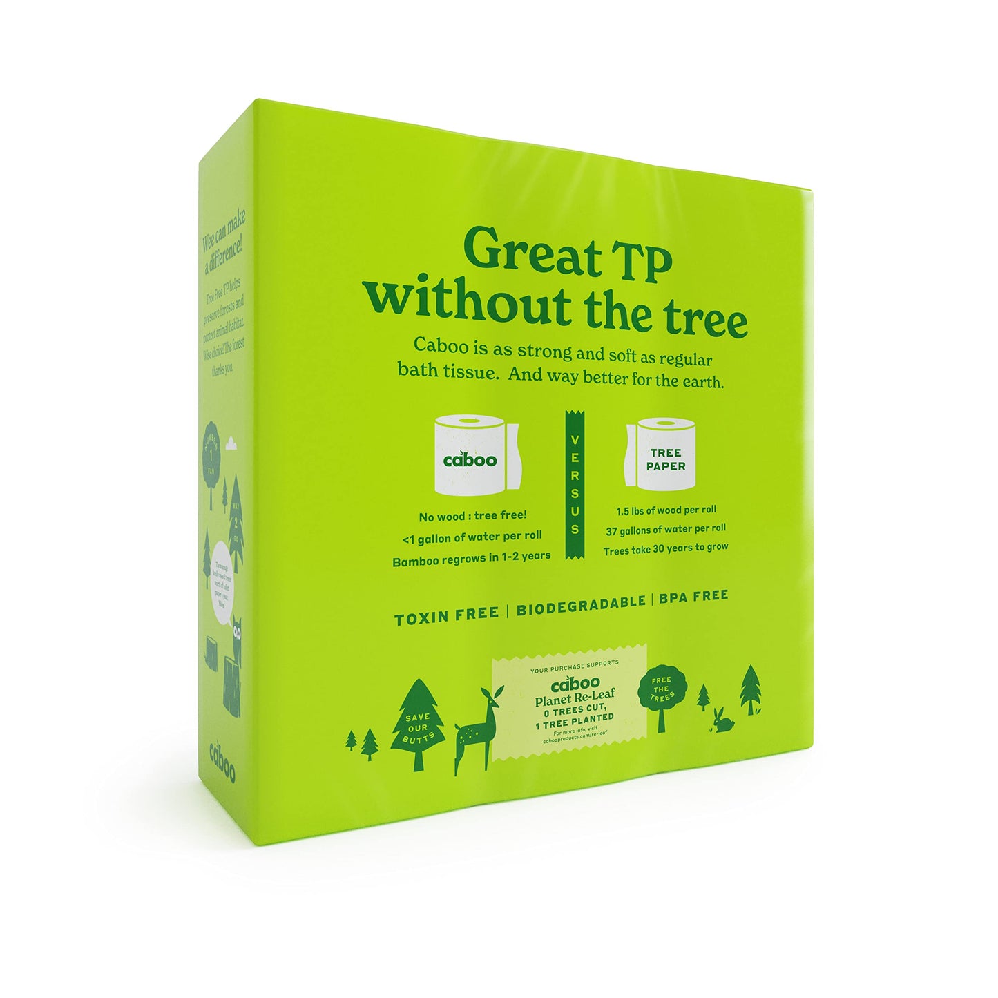 Caboo Tree Free Bamboo Toilet Paper, Plastic Free, Eco Friendly, Septic Safe, Biodegradable Bath Tissue With Soft, Quick Dissolving 2 Ply Sheets (300 Sheets Per Roll, 9 Double Rolls)