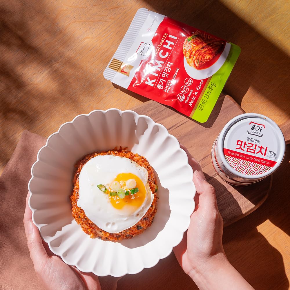 JONGGA Original Can Kimchi, Authentic Spicy Fermented Cabbage, Pack of 4, Shelf Stable, Perfect for Ramen and Noodles