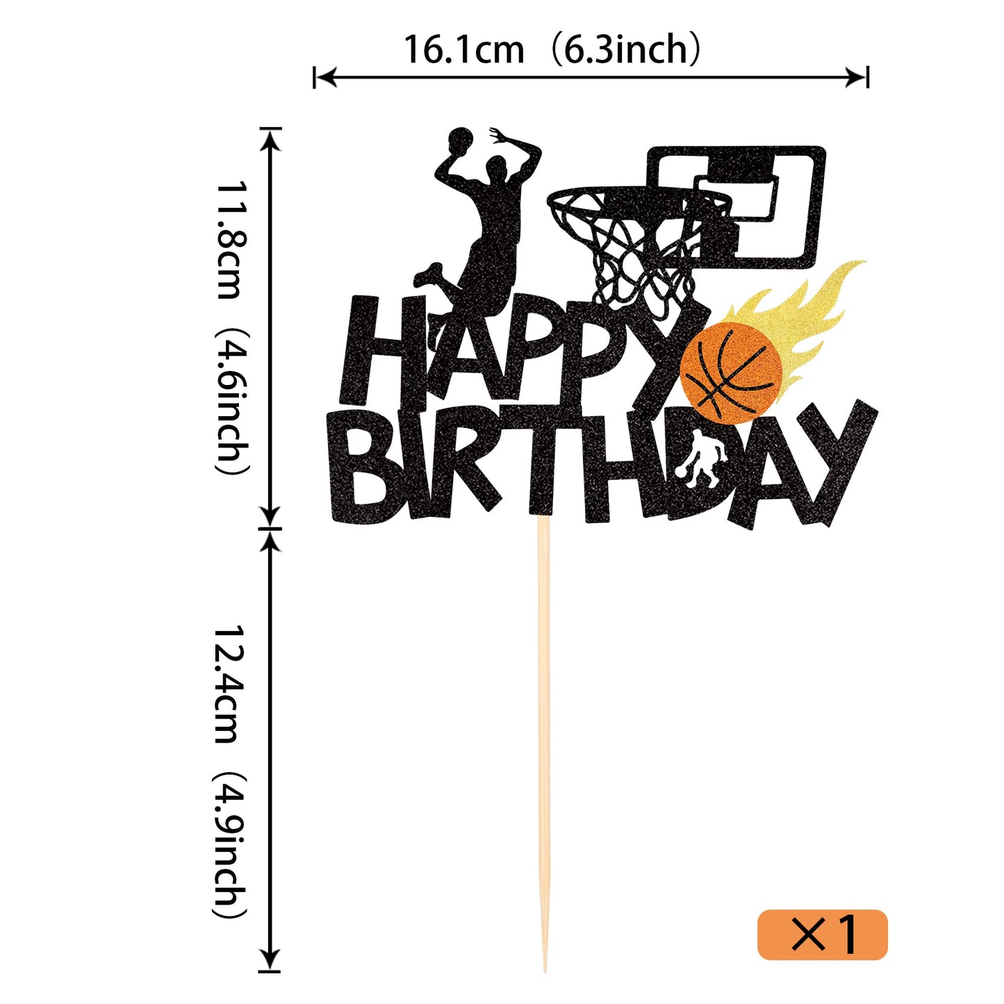 YCTHUNFISH Basketball Cake Topper - Glitter NBA Fan Theme - Small - Basketball-1