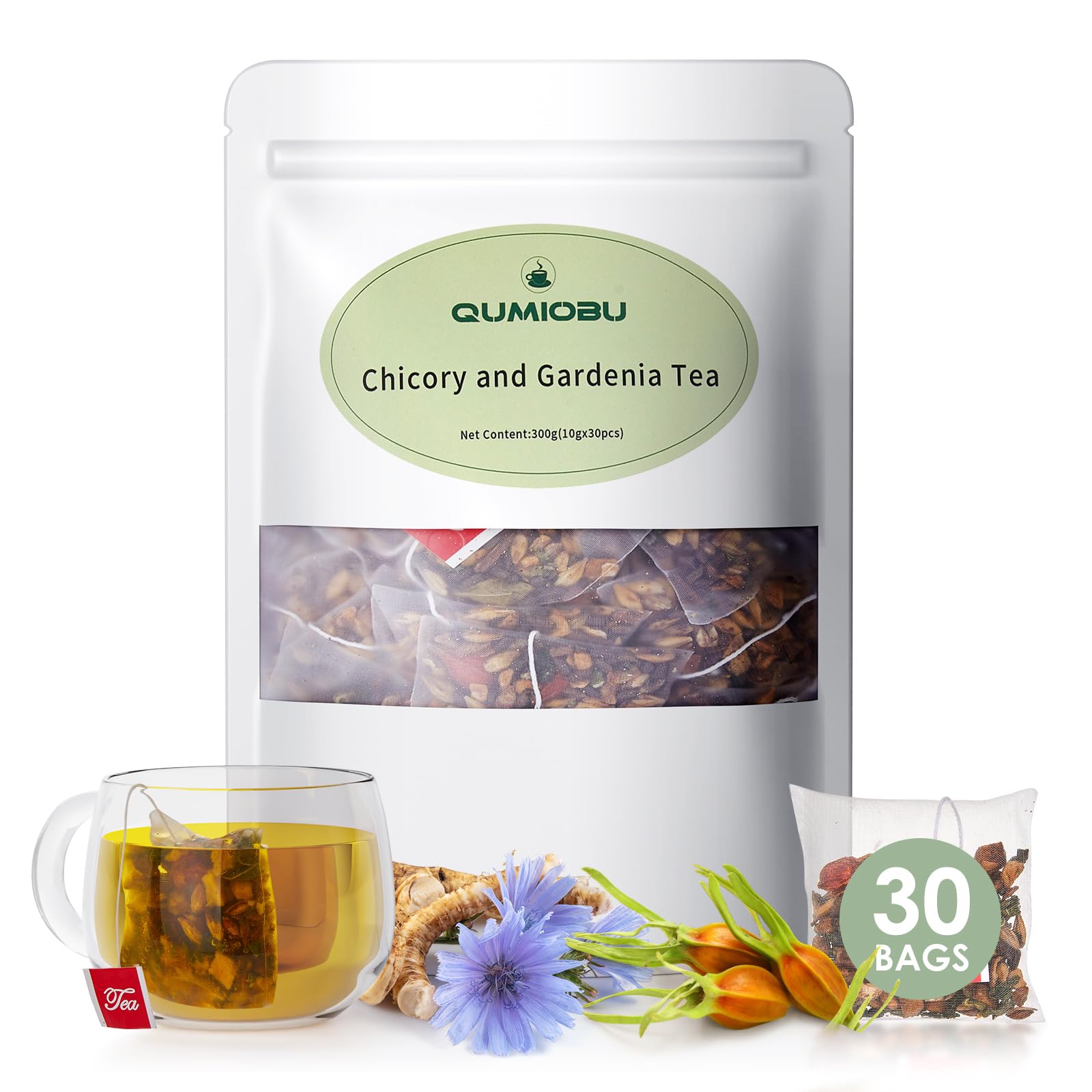 Chicory and Gardenia Tea  Burdock Root Tea  Liver and Kidney Detox  Eight Organic Herbal Ingredients  Including Chicory Root  Dandelion Root  and More  Chinese Herbal Tea Bags (30 Bags)