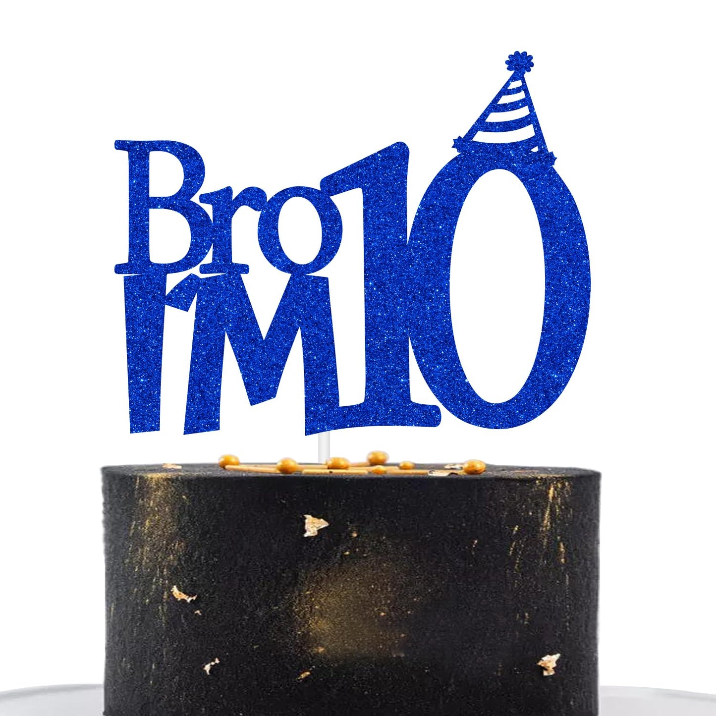 Happy 10Th Birthday Cake Topper, Out Single Digits I'M 10, Bro I'M 10 Cake Decor, Boys Funny 10Th Birthday Party Decorations Blu