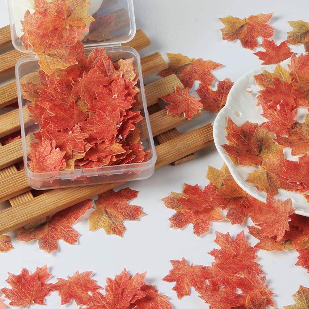 Georld Set Of 36 Edible Fall Leaves Gold Leaf Cake Decorations, Party Cupcake Topper
