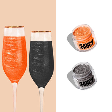 Fancy Sprinkles Jack-O-Lantern Edible Glitter Set For Sparkling Food & Drinks, No Taste Or Texture, Onyx Black And Carnelian Ora