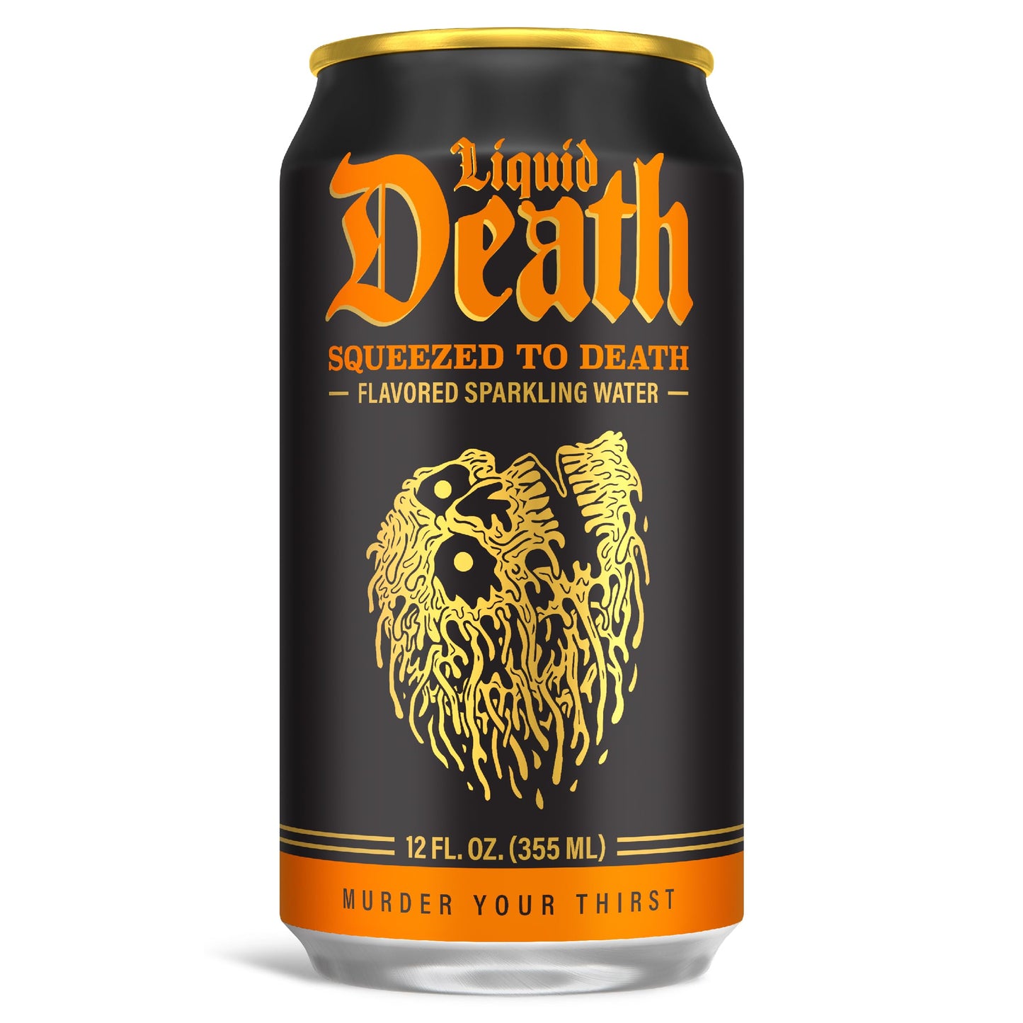 Liquid Death Orange-Flavored Sparkling Water, 12oz Cans, Low Sugar, 12-Pack