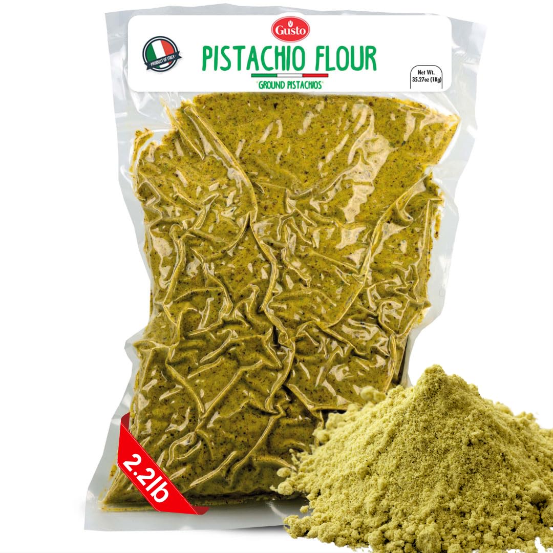 GUSTO ETNA Pistachio Flour, Sicilian Fine Chopped Pistachio Flour, Ground Pistachios, Pistachio Powder, Gluten Free Flour, Non G