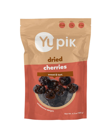 Yupik Dried Cherries, 6.5 Oz, Gluten-Free, Kosher, Dried Fruits, Tart & Sweet Whole Cherries, Pitted, Healthy Snacks, Source of 
