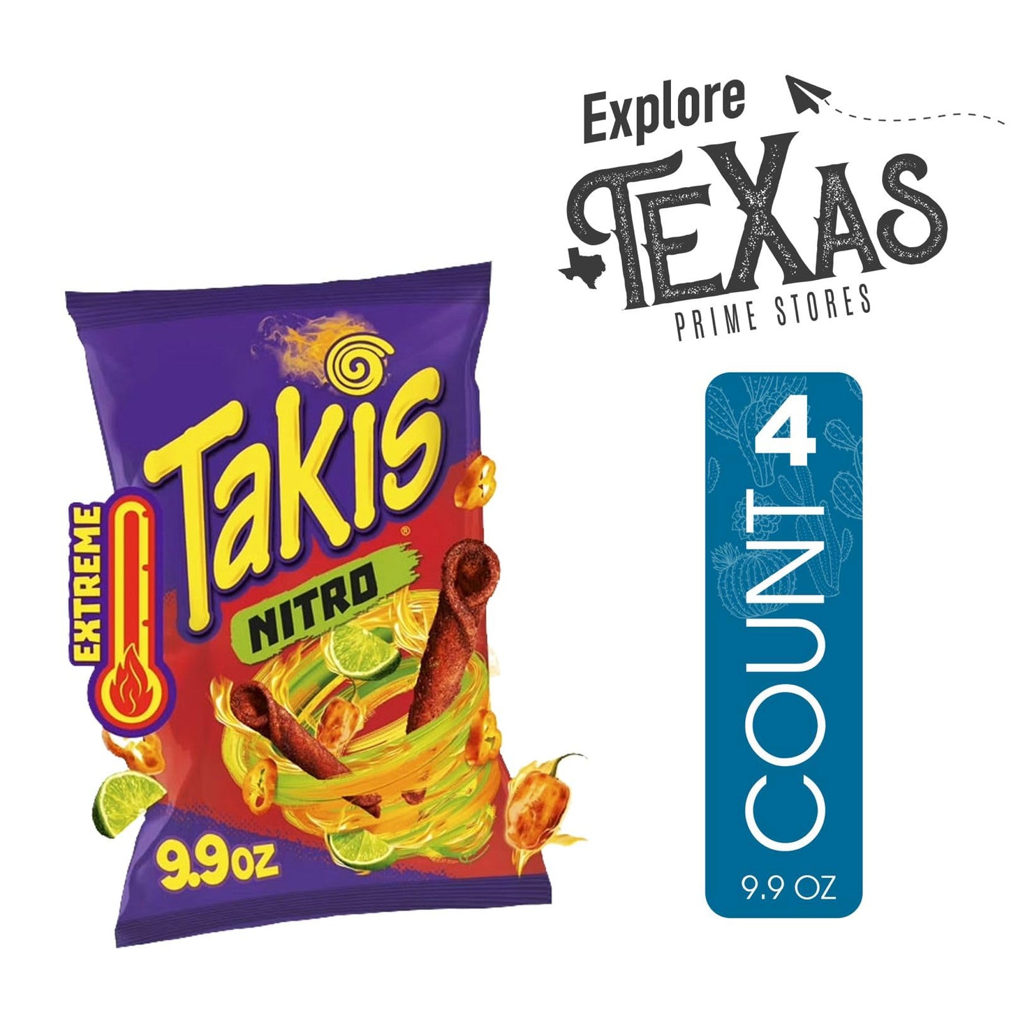 Takis Nitro Sharing Size Rolled Tortilla Chips 4-Pack, Hot Chili Pepper, 9.9 oz Bags