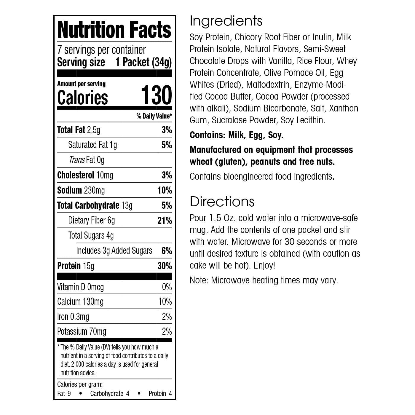 Wonderslim Protein Mug Cake, Chocolate Caramel, 15G Protein, 4G Sugar, 6G Fiber (7Ct)