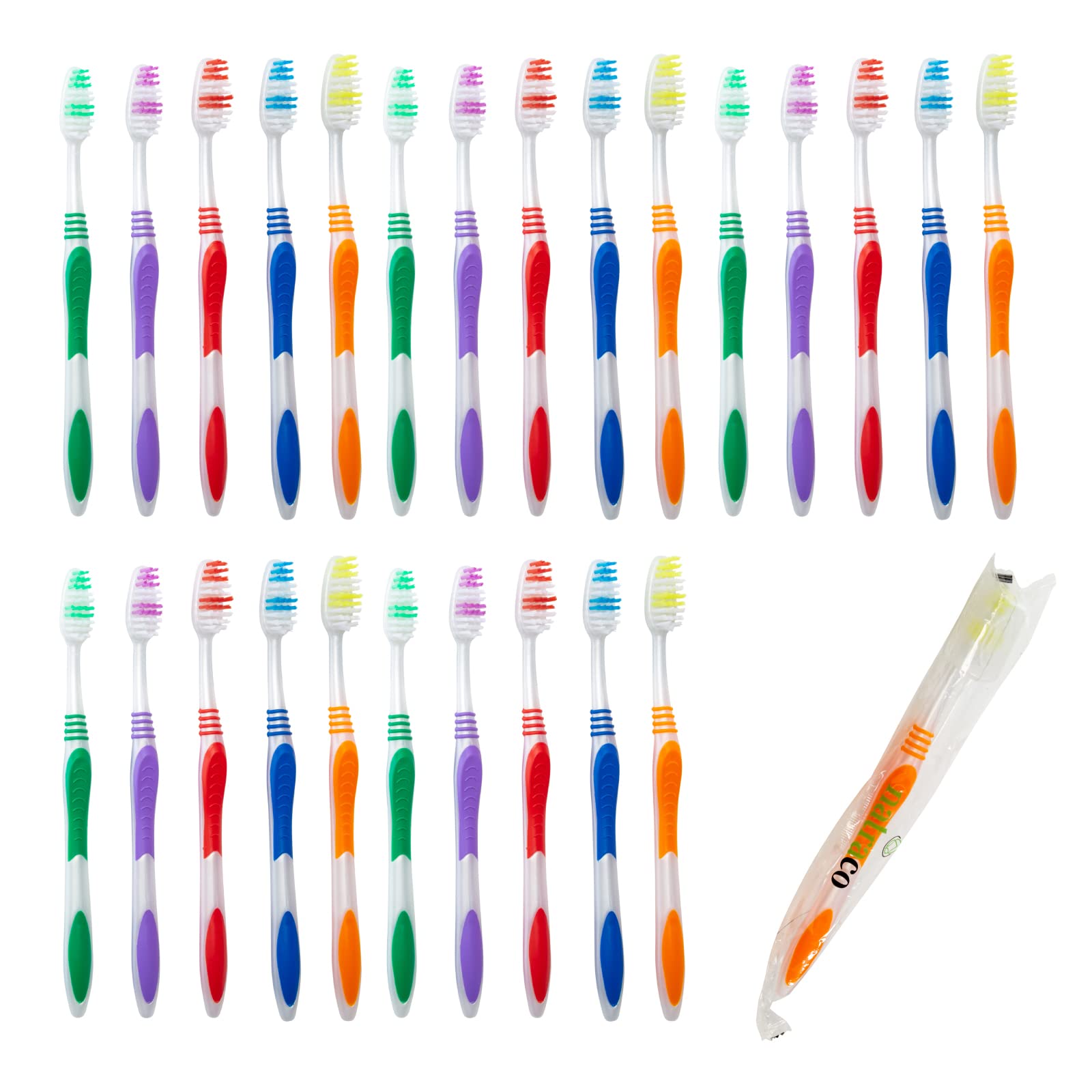 Bulk Toothbrush Pack With Covers | Premium Quality Individually Wrapped Colorful Tooth Brushes Are Perfect For Travel, Giveaways
