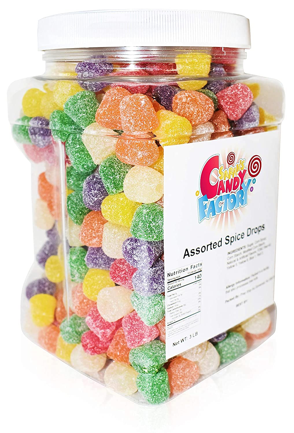 Sarahs Candy Factory Assorted Spice Drops 3 Lbs in Jar